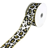 Flocked Cheetah Print Satin Wired Ribbon, 1-1/2-Inch, 10-Yard