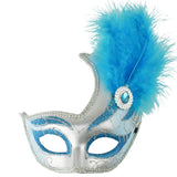 Fancy Feather and Gemstone Accent Mask, 10-1/4-Inch x 6-3/4-Inch