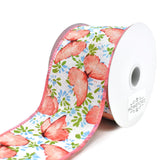 Butterflies and Flowers Linen Wired Edge Ribbon, 2-1/2-Inch, 10-Yard