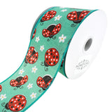 Ladybugs and Daisies Linen Wired Ribbon, 2-1/2-Inch, 10-Yard