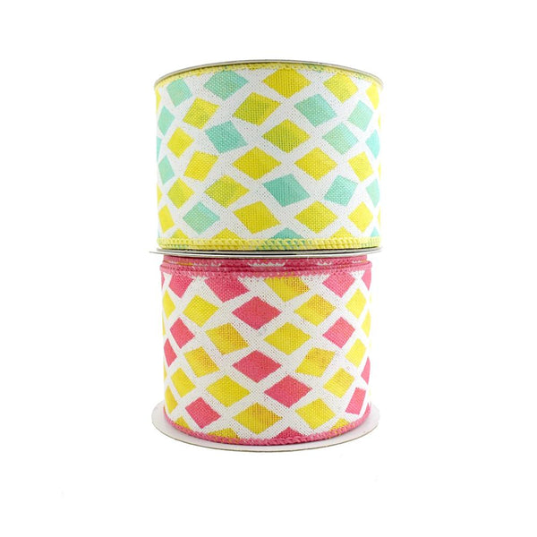 Two Toned Harlequin Wired Linen Ribbon, 2-1/2-Inch, 10-Yard