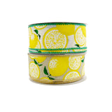 Bright Printed Lemons Wired Linen Ribbon, 1-1/2-Inch, 10-Yard