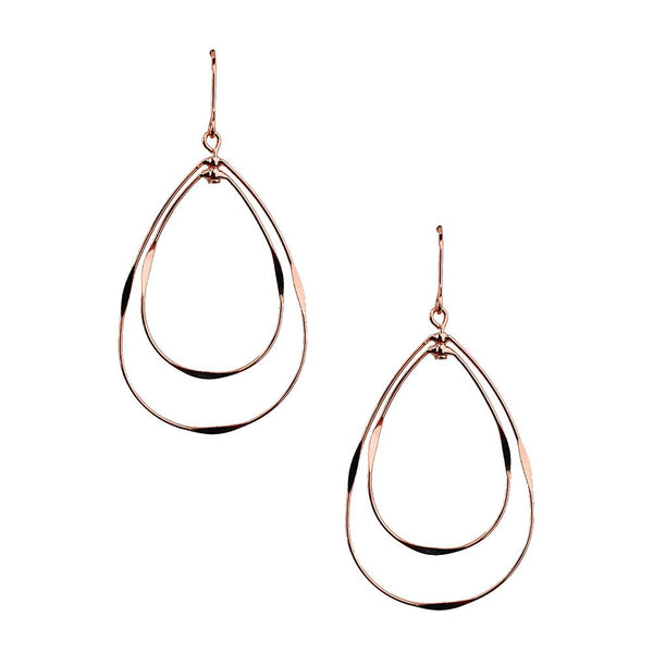 Geometrical Tear Drop Dangle Earrings, Rose Gold, 1-1/2-Inch