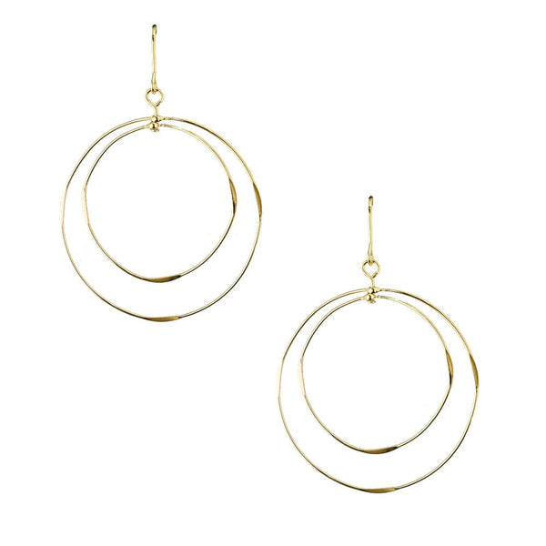 Concentric Circle Drop Earrings, Gold, 1-1/2-Inch