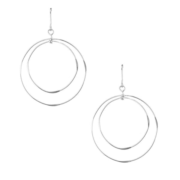 Concentric Circle Drop Earrings, Silver, 1-1/2-Inch