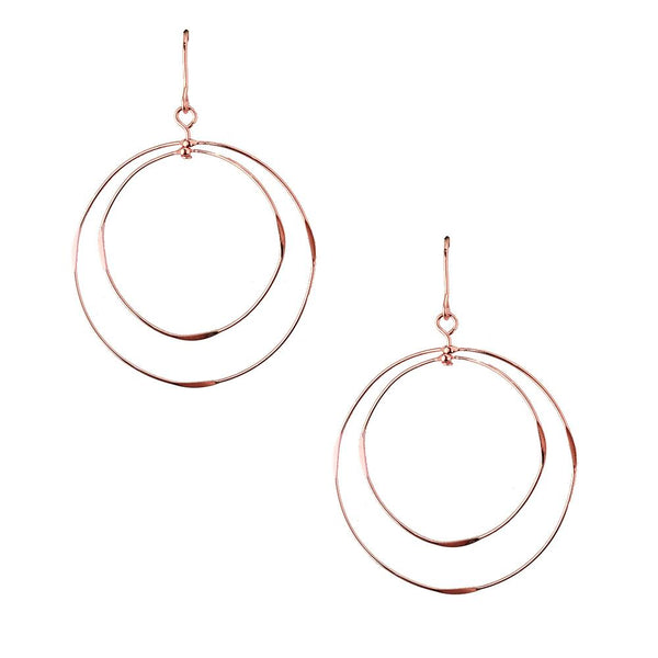 Concentric Circle Drop Earrings, Rose Gold, 1-1/2-Inch