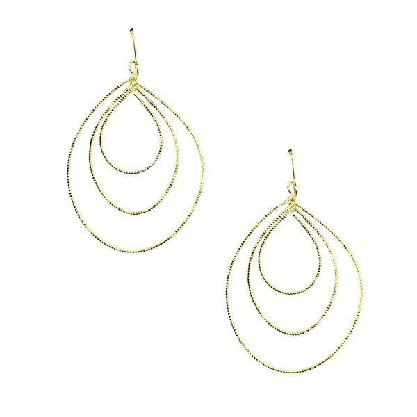 Geometrical Spiral Tear Drop Earrings, Gold, 2-Inch