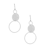 Geometric Textured Circle Drop Earrings, 2-Inch