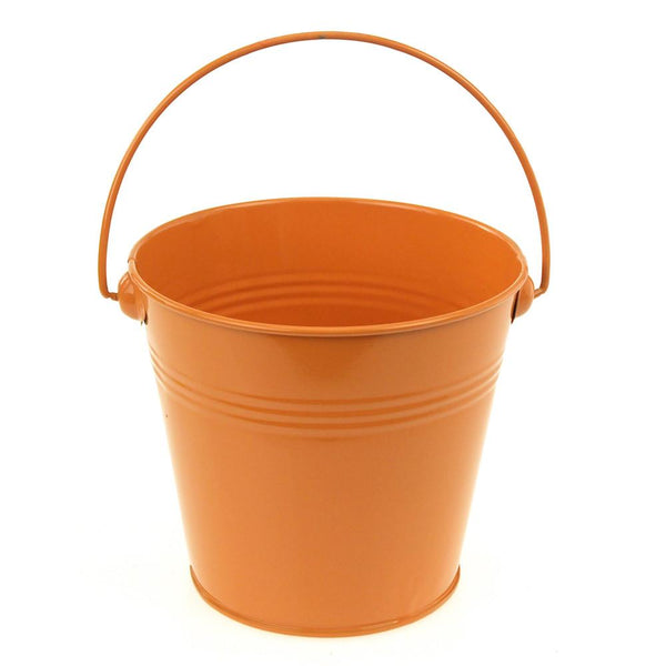 Metal Pail Bucket Party Favor, 5-Inch, Orange