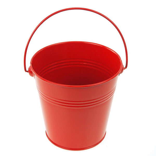 Metal Pail Bucket Party Favor, 5-Inch, Red