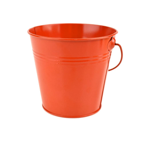 Metal Pail Bucket Party Favor, Vermilion Orange, 5-Inch - Great for Spooky Halloween!