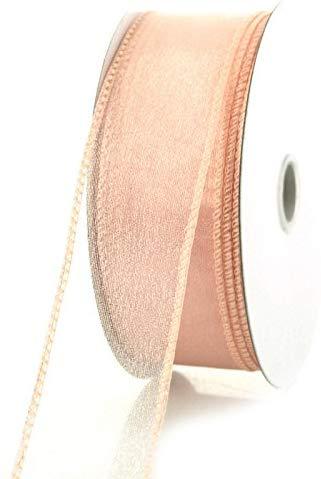 Sheer Chiffon Ribbon Wired Edge, 1-1/2-inch, 25-yard, Peach