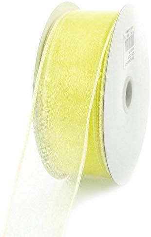 Sheer Chiffon Ribbon Wired Edge, 1-1/2-inch, 25-yard, Yellow