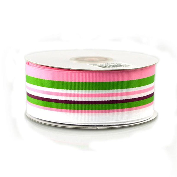 Rainbow Striped Grosgrain Ribbon, 1-1/2-Inch, 25 Yards, Multi-White