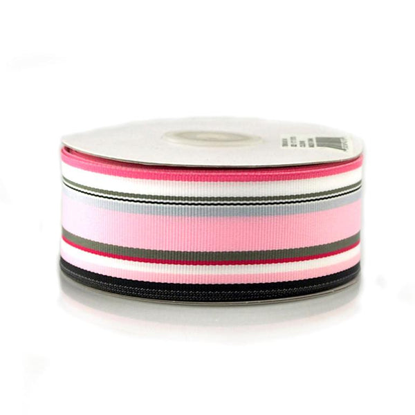 Rainbow Striped Grosgrain Ribbon, 1-1/2-Inch, 25 Yards, Multi-Light Pink