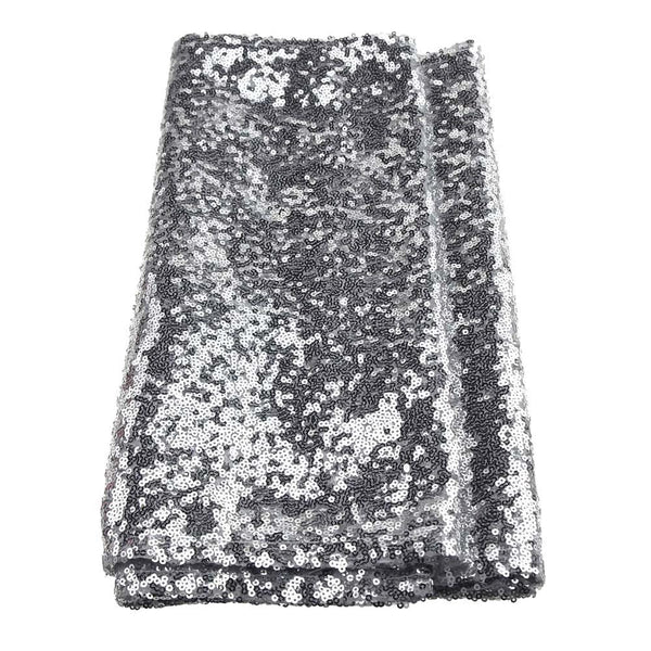 Sparkling Sequins Fabric Table Runner, 14-Inch x 108-Inch, Silver