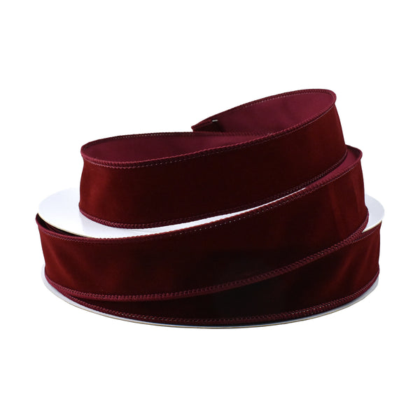 Christmas Velvet Wired Edge Ribbon, 1-1/2-Inch, 50-Yard - Burgundy