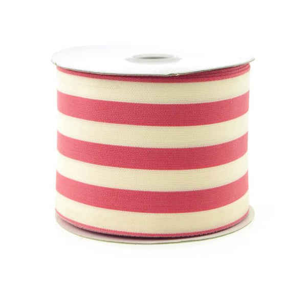 Striped Cotton Ivory Ribbon, 2-1/2-Inch, 10 Yards, Wine