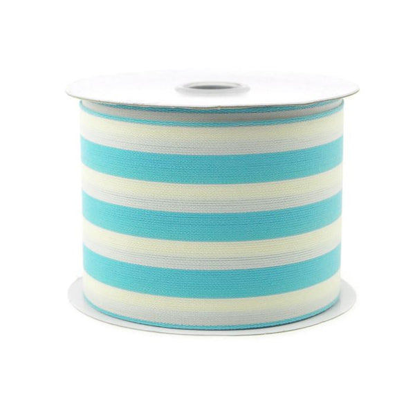 Striped Cotton Ivory Ribbon, 2-1/2-Inch, 10 Yards, Blue