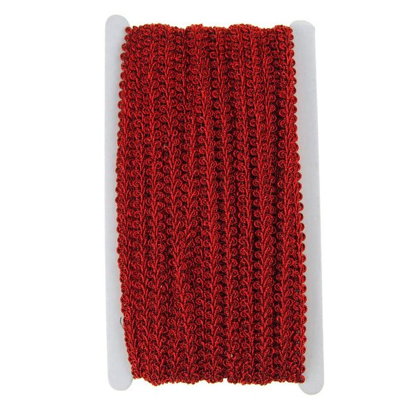 Metallic Fabric Swirl Trim, Red, 10mm, 20-Yards