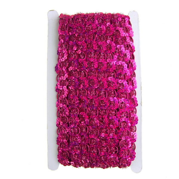 Metallic Sequin Waved Trim, Fuchsia, 18mm, 15-Yards