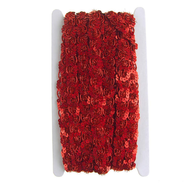 Metallic Sequin Waved Trim, Red, 18mm, 15-Yards