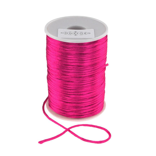 Satin Rat Tail Cord Ribbon Chinese Knot, 1/16-Inch, 100-Yard, Fuchsia