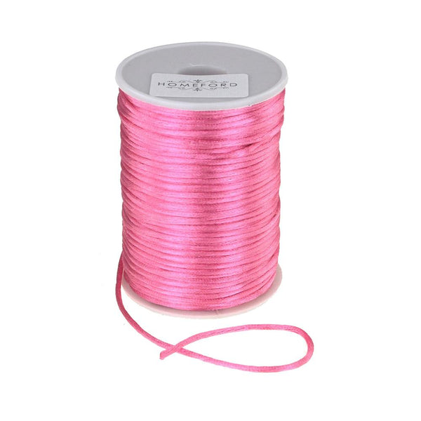 Satin Rat Tail Cord Ribbon Chinese Knot, 1/16-Inch, 100-Yard, Pink