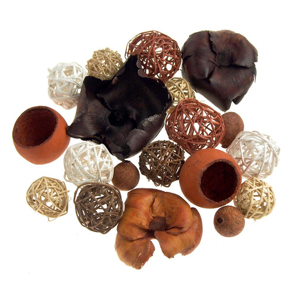 Decorative Wicker Balls Bowl Filler, Assorted Brown, 16-Piece