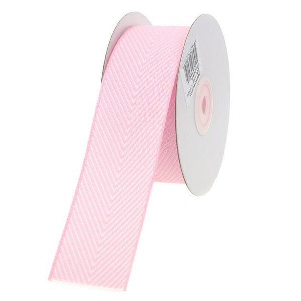 Chevron Herringbone Cotton Ribbon, 1-1/2-Inch, 10 Yards, Light Pink