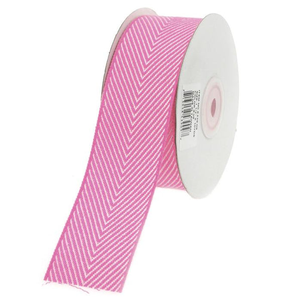 Chevron Herringbone Cotton Ribbon, 1-1/2-Inch, 10 Yards, Hot Pink