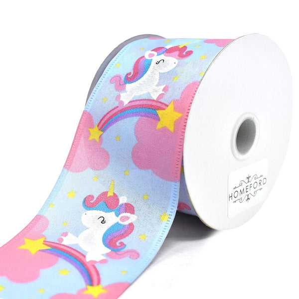 Unicorns and Rainbows Sheer Wired Ribbon, 2-1/2-Inch, 10-Yard