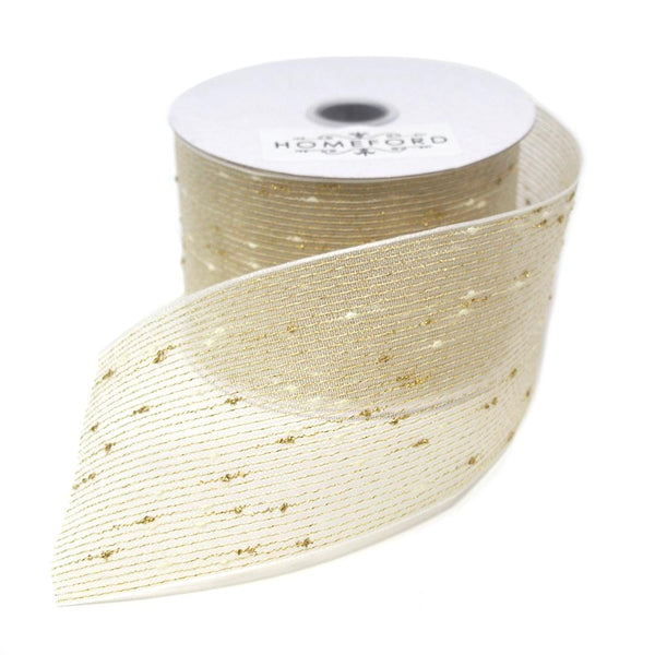 Woven Cotton Twine Slub Ribbon, 2-1/2-Inch, 10-Yard, Gold