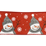 Cute Christmas Snowman Faux Linen Wired Ribbon, 2-1/2-Inch, 10-Yard