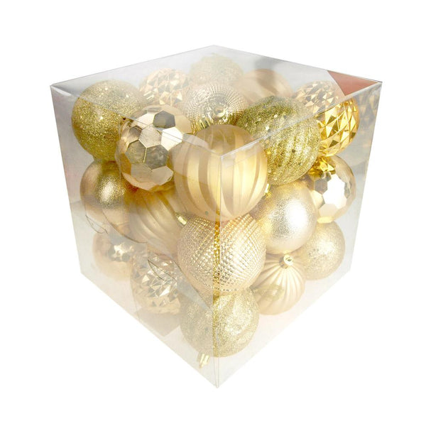 Decorative Textured Orb Ornaments, Gold, 3-Inch, 27-Piece