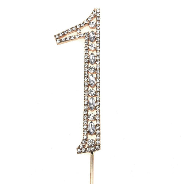 Metal Number Rhinestone Cake Topper, Gold, 3-3/4-Inch, Number 1