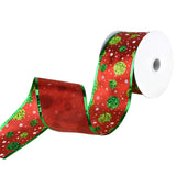 Christmas Lamé Dots Wired Ribbon, 2-1/2-Inch, 10-Yard - Red