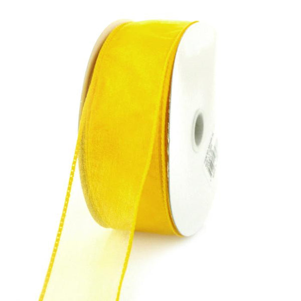 Sheer Chiffon Ribbon Wired Edge, 1-1/2-inch, 25-yard, Sunflower