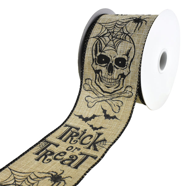 Trick or Treat Faux Linen Wired Ribbon, 2-1/2-Inch, 10-Yard