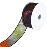 Halloween Glittered Ombre Sheer Wired Ribbon, 1-1/2-Inch, 10-Yard