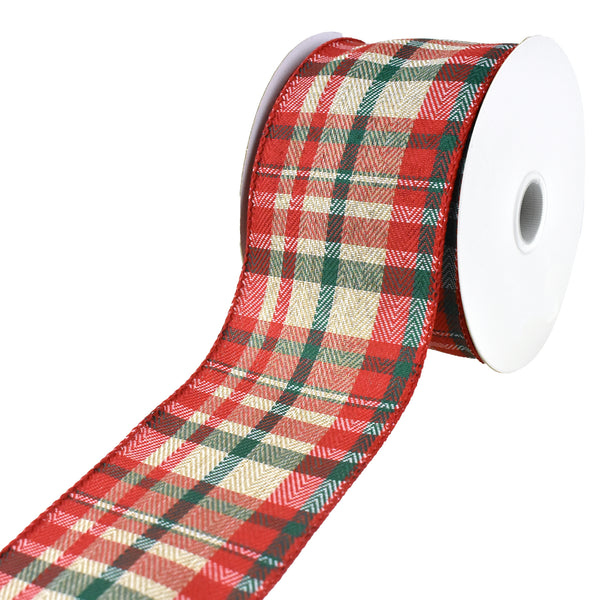 Aspen Christmas Plaid Wired Ribbon, 2-1/2-Inch, 10-Yard