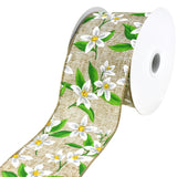 Spring Lillies Faux Linen Wired Ribbon, 2-1/2-Inch, 10-Yard