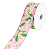 Spring Lillies Faux Linen Wired Ribbon, 1-1/2-Inch, 10-Yard