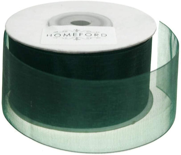 Plain Sheer Organza Ribbon, 1-1/2-Inch, 25 Yards, Hunter Green