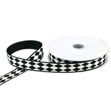 Classic Harlequin Diamonds Satin Ribbon, 5/8-Inch, 10-Yard - Black/White