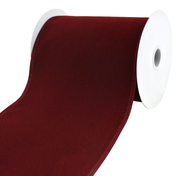 Christmas Velvet Wired Edge Ribbon, 6-Inch, 10-Yard, Burgundy