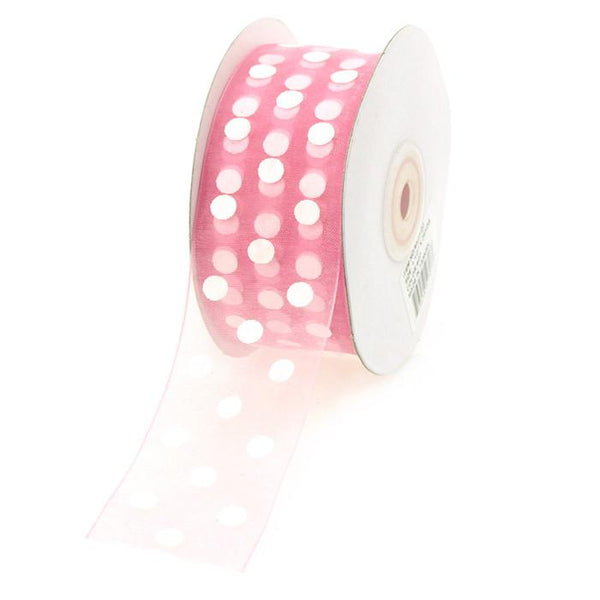 Polka Dot Organza Ribbon, 1-1/2-Inch, 25 Yards, Mauve