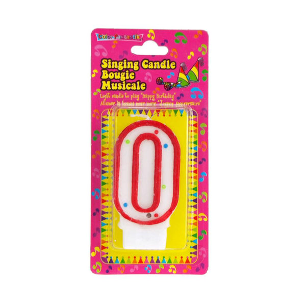 Number 0 Singing Birthday Candle, 2-1/2-Inch