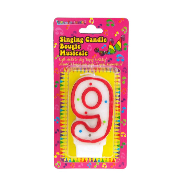 Number 9 Singing Birthday Candle, 2-1/2-Inch