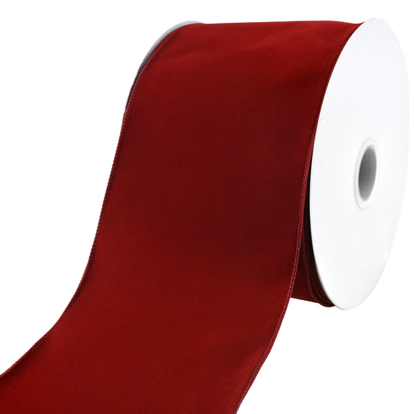 Christmas Velvet Wired Edge Ribbon, Scarlet, 6-Inch, 50-Yard